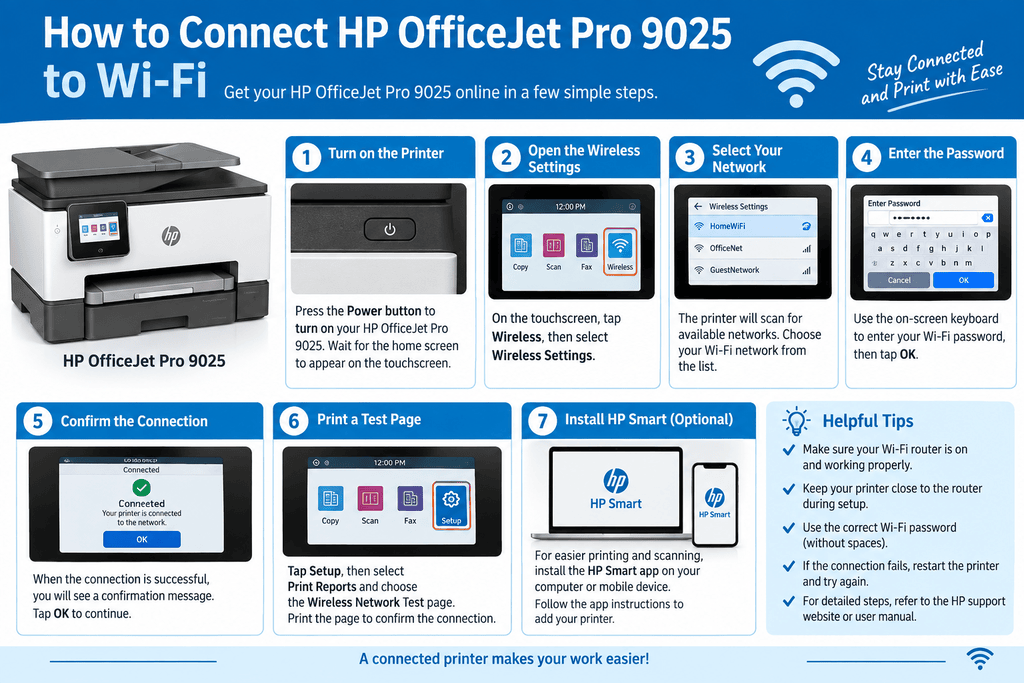 How to Connect HP OfficeJet Pro 9025 to Wi-Fi