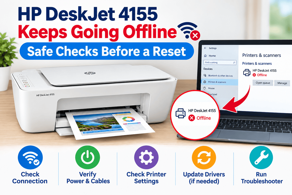 HP DeskJet 4155 Keeps Going Offline — Safe Checks Before a Reset