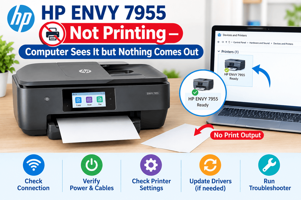 HP ENVY 7955 Not Printing — Computer Sees It but Nothing Comes Out